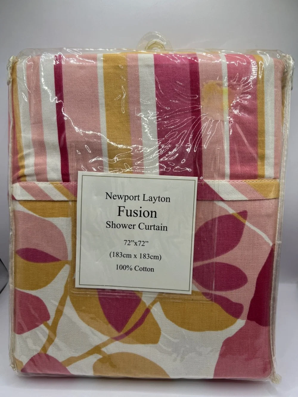 Vintage Shower Curtain Newport Layton Fusion Boho Stripes Leaves 72” x 72”